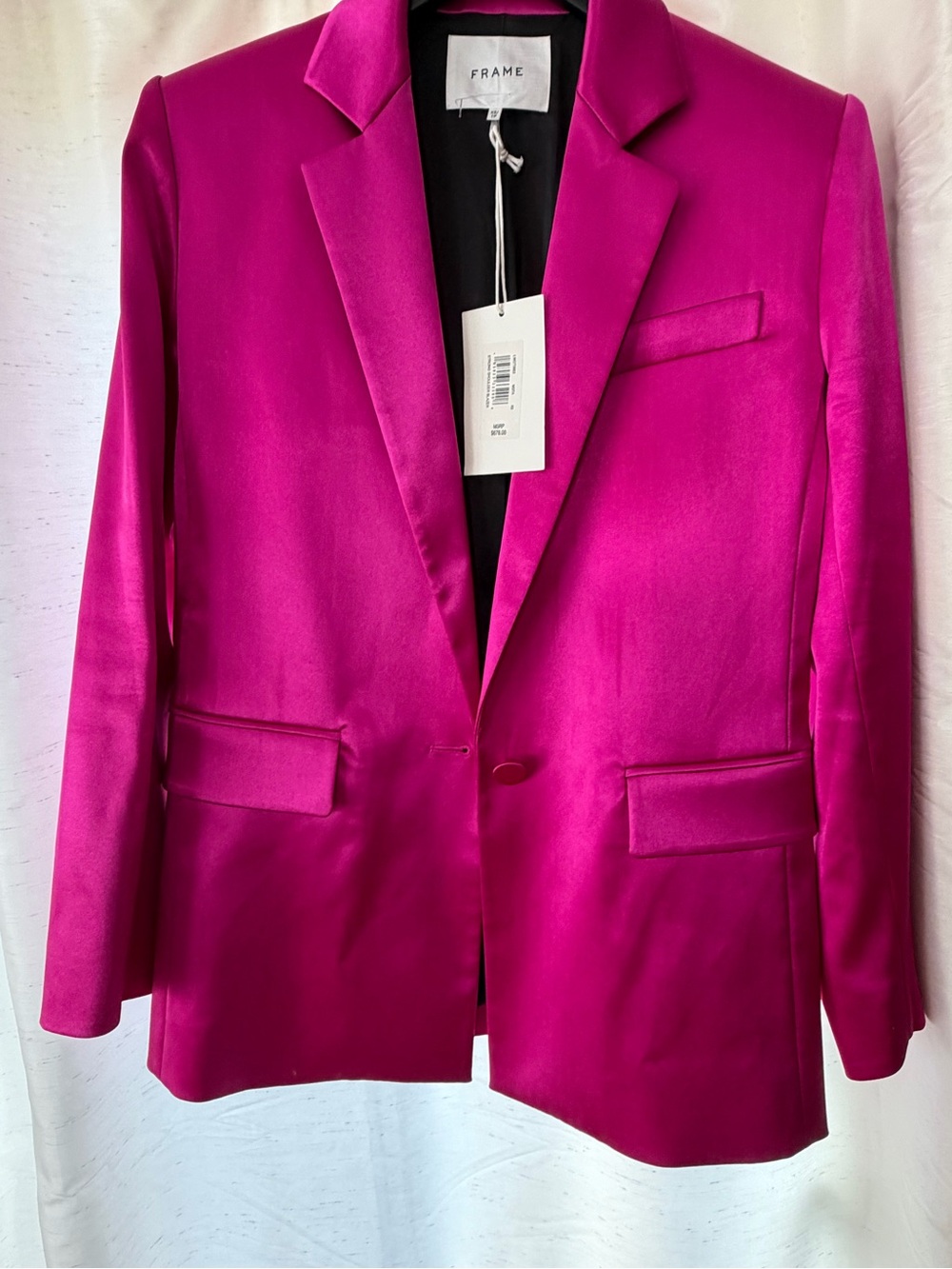 Frame Denim Magenta Satin Blazer